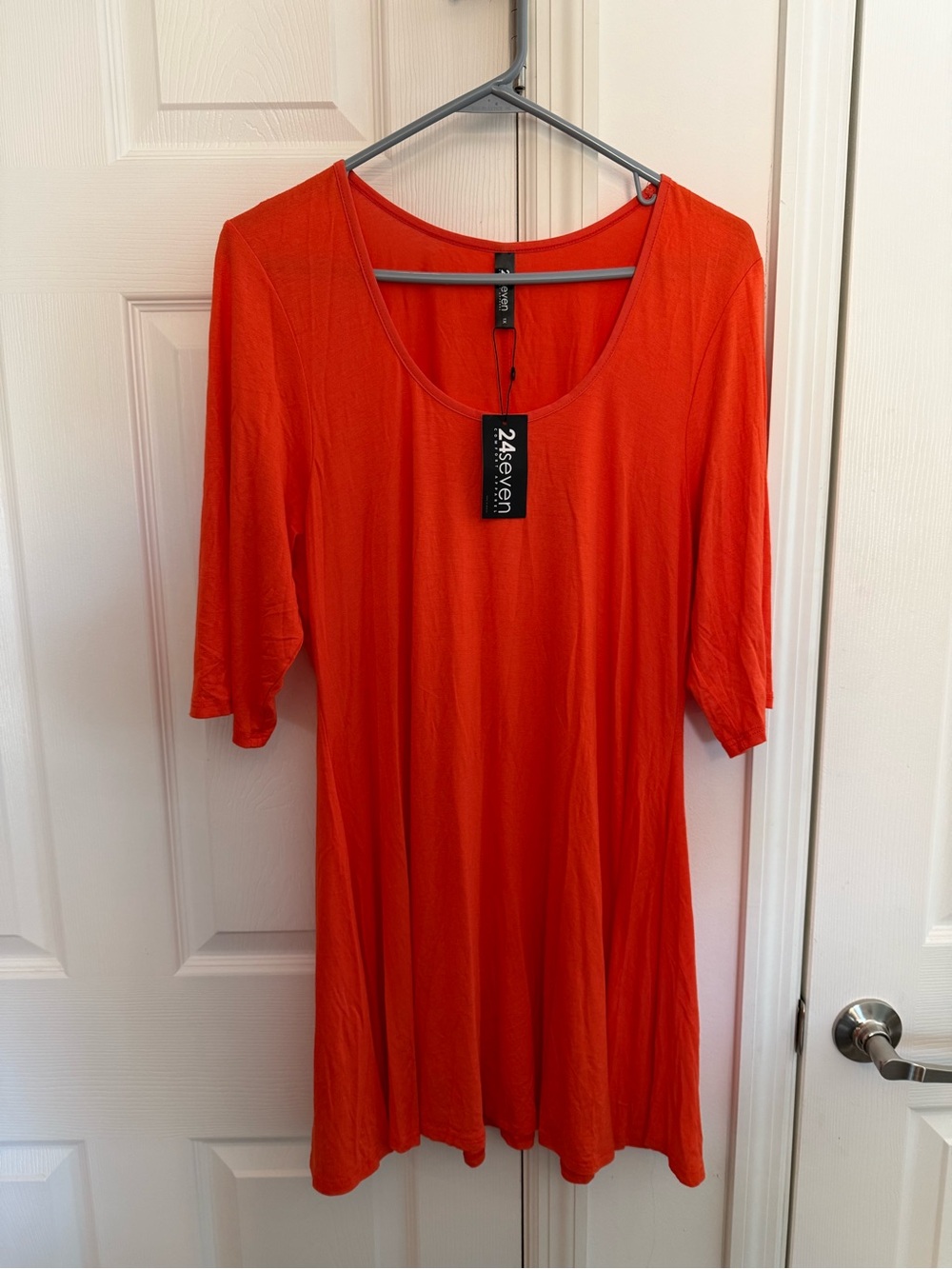 24/7 Comfort Apparel Scoop Neck Tunic in Bright Orange